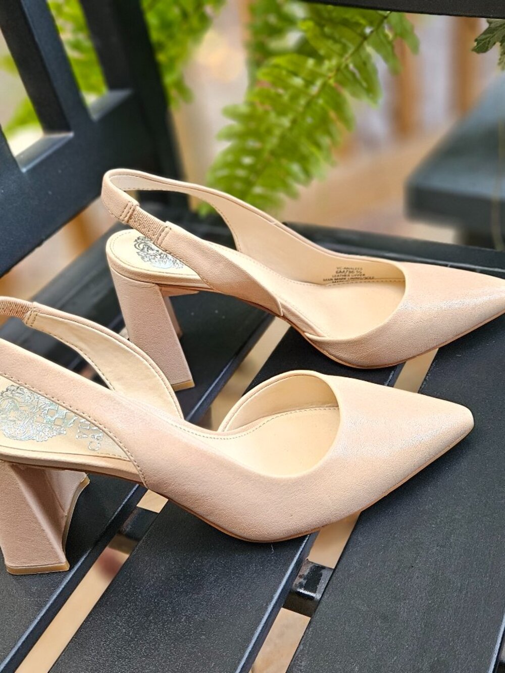NWOT Vince Camuto Analees Slingback Block-Heel Taupe Pumps 6M